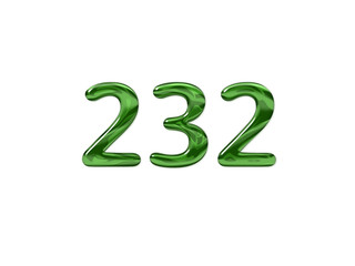 Green Number 232 isolated white background