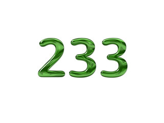 Green Number 233 isolated white background