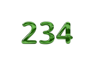Green Number 234 isolated white background