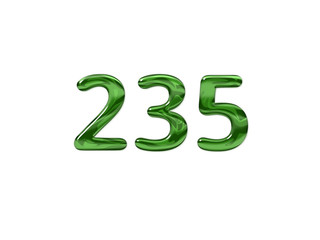 Green Number 235 isolated white background