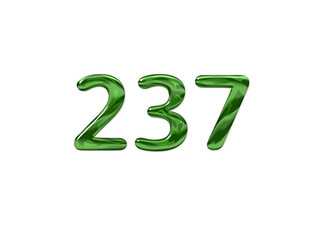 Green Number 237 isolated white background