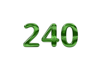 Green Number 240 isolated white background