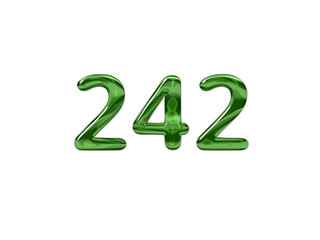 Green Number 242 isolated white background