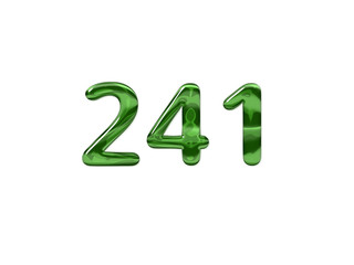Green Number 241 isolated white background