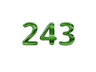 Green Number 243 isolated white background