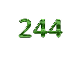 Green Number 244 isolated white background