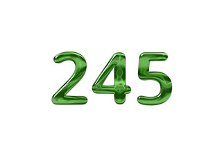 Green Number 245 isolated white background