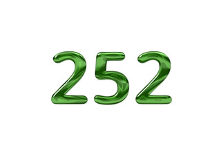 Green Number 252 isolated white background