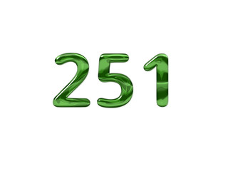 Green Number 251 isolated white background