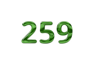 Green Number 259 isolated white background