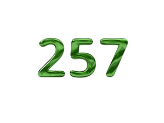 Green Number 257 isolated white background
