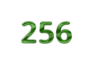 Green Number 256 isolated white background