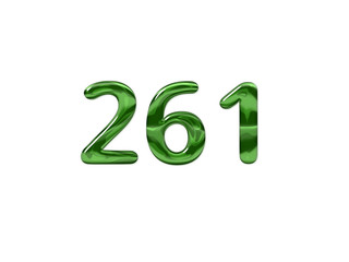 Green Number 261 isolated white background