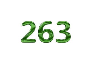 Green Number 263 isolated white background