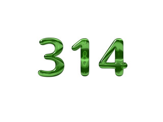 Green Number 314 isolated white background