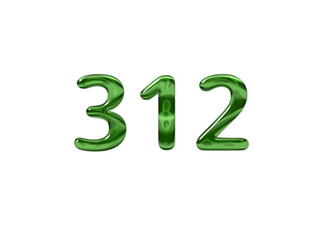 Green Number 312 isolated white background