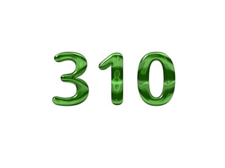 Green Number 310 isolated white background
