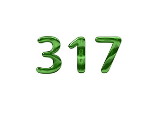 Green Number 317 isolated white background
