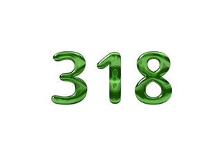 Green Number 318 isolated white background