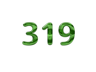 Green Number 319 isolated white background