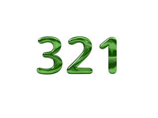 Green Number 321 isolated white background