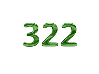 Green Number 322 isolated white background