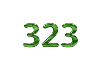 Green Number 323 isolated white background