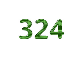 Green Number 324 isolated white background