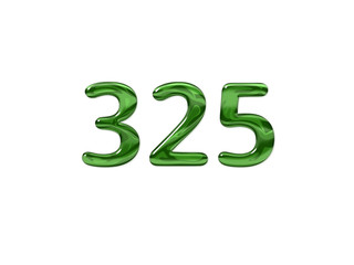 Green Number 325 isolated white background