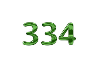 Green Number 334 isolated white background