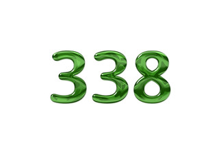 Green Number 338 isolated white background