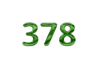 Green Number 378 isolated white background