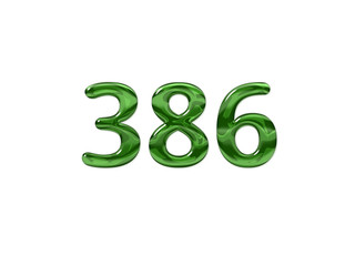 Green Number 386 isolated white background
