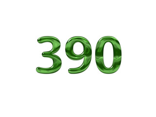 Green Number 390 isolated white background