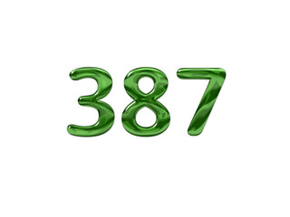Green Number 387 isolated white background