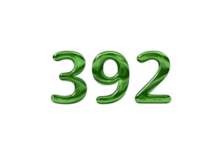 Green Number 392 isolated white background