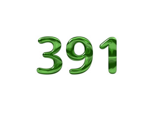 Green Number 391 isolated white background