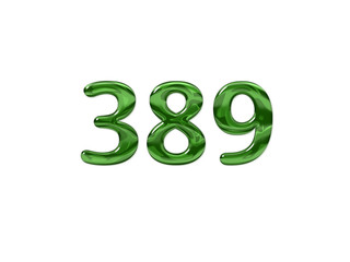 Green Number 389 isolated white background