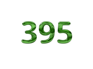 Green Number 395 isolated white background