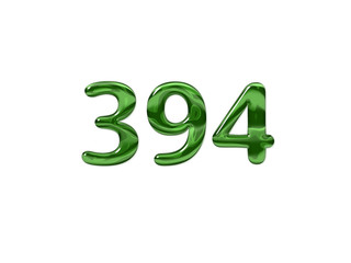 Green Number 394 isolated white background