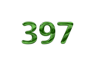 Green Number 397 isolated white background