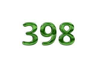 Green Number 398 isolated white background