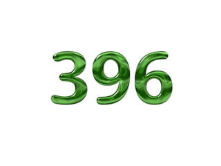 Green Number 396 isolated white background