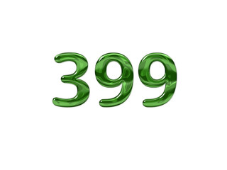 Green Number 399 isolated white background