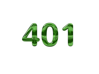 Green Number 401 isolated white background