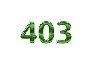 Green Number 403 isolated white background