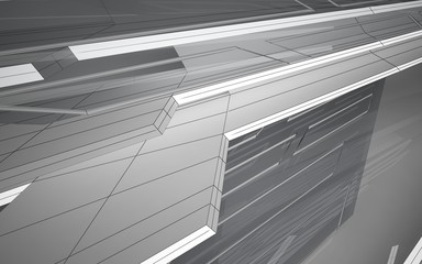 Obraz premium Abstract white interior highlights future. Polygon drawing . Architectural background. 3D illustration and rendering