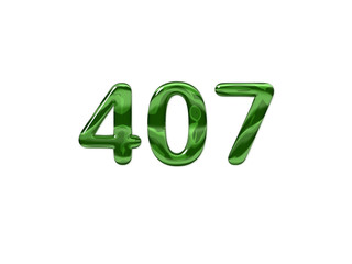 Green Number 407 isolated white background