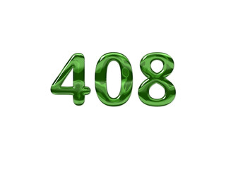 Green Number 408 isolated white background