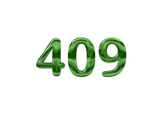 Green Number 409 isolated white background